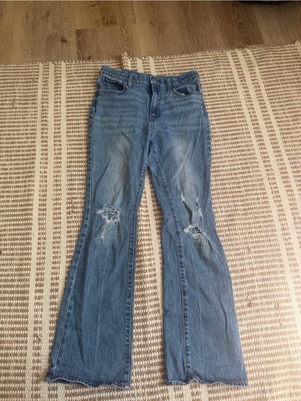 Old Navy Blue Distressed Flare Jeans